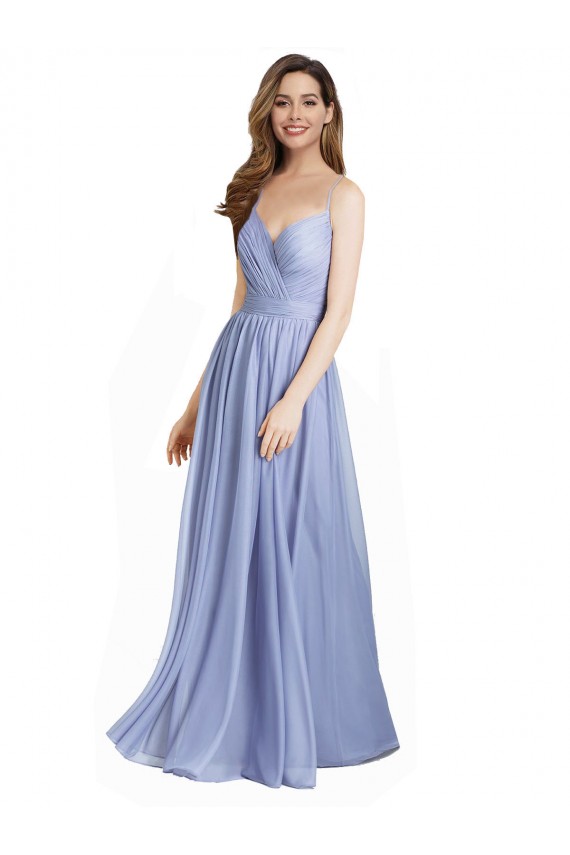 Günstige A-Linien Chiffon Spitze Lange Brautjungfernkleider