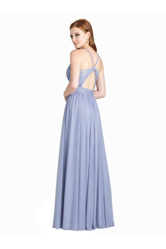 Günstige A-Linien Chiffon Spitze Lange Brautjungfernkleider