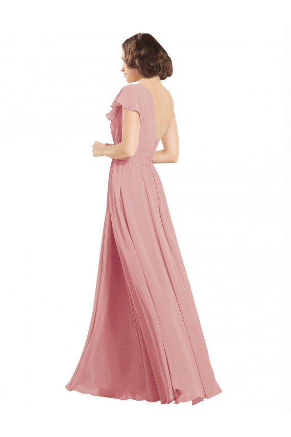 Günstige A-Linien Eine-Schulter Chiffon Lange Brautjungfernkleider