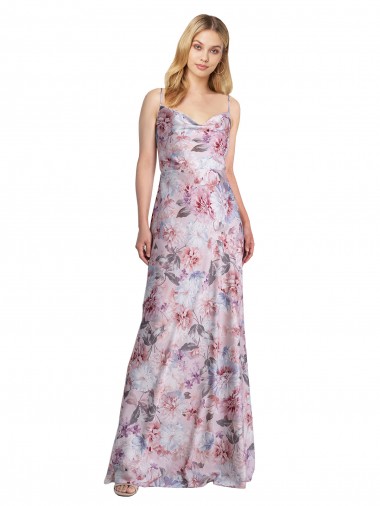 Günstige A-Linien Haube Ausschnitt Stretch-Satin Blumen Lange Formale Brautjungfernkleider / Abendkleider