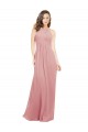 Günstige A-Linien Neckholder Chiffon Lange Brautjungfernkleider