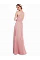 Günstige A-Linien Neckholder Chiffon Lange Brautjungfernkleider
