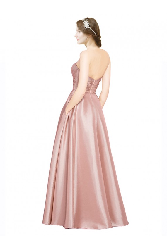 Günstige A-Linien Trägerlos Stretch-Satin Lange Formale Brautjungfernkleider / Abendkleider / Abiballkleider