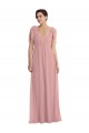 Günstige Altrosa A-Linien Neckholder Chiffon Lange Brautjungfernkleider