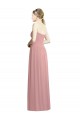 Günstige Altrosa A-Linien Trägerlos Chiffon Lange Formale Brautjungfernkleider / Abendkleider