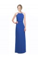 Günstige Blau 135 A-Linien Spaghetti-Träger Chiffon Lange Brautjungfernkleider