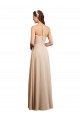 Günstige Champagner A-Linien Neckholder Chiffon Lange Brautjungfernkleider