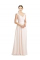 Günstige Creme Rosa A-Linien Chiffon Spitze Lange Brautjungfernkleider