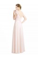 Günstige Creme Rosa A-Linien Chiffon Spitze Lange Brautjungfernkleider