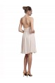 Günstige Creme Rosa A-Linien Neckholder V-Ausschnitt Knielang Chiffon Kurze Brautjungfernkleider / Cocktailkleider / Heimkehr Kleider
