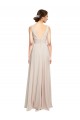 Günstige Creme Rosa A-Linien V-Ausschnitt Chiffon Lange Brautjungfernkleider