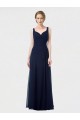 Günstige Dunkelmarine A-Linien Chiffon Lange Brautjungfernkleider