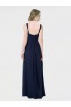 Günstige Dunkelmarine A-Linien Chiffon Lange Brautjungfernkleider