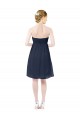 Günstige Dunkelmarine A-Linien Knielang Chiffon Kurze Brautjungfernkleider / Cocktailkleider / Heimkehr Kleider