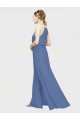 Günstige Dunkelmarine A-Linien Neckholder Chiffon Lange Brautjungfernkleider