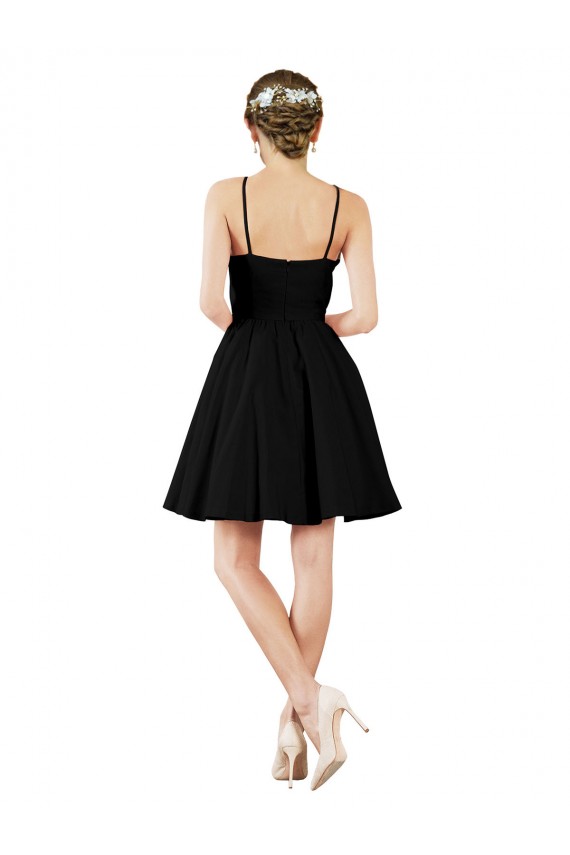 Günstige Dunkelmarine A-Linien Neckholder Knielang Satin Kurze Brautjungfernkleider / Cocktailkleider / Heimkehr Kleider