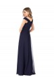 Günstige Dunkelmarine A-Linien Off-Schulter Chiffon Lange Brautjungfernkleider