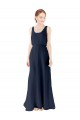 Günstige Dunkelmarine A-Linien Scoop Chiffon Lange Brautjungfernkleider