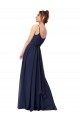 Günstige Dunkelmarine A-Linien Scoop Chiffon Spitze Lange Brautjungfernkleider