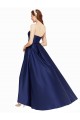 Günstige Dunkelmarine A-Linien Trägerlos Satin Lange Formale Brautjungfernkleider / Abendkleider / Abiballkleider