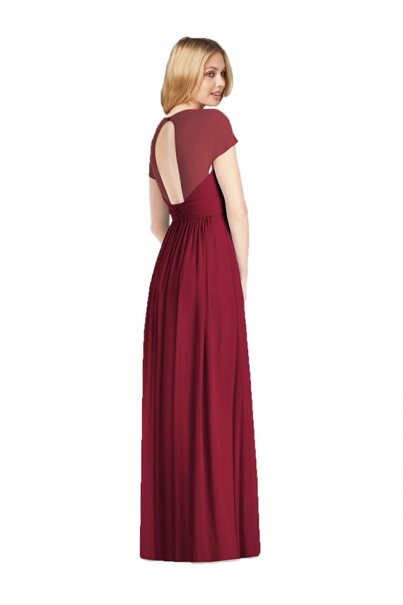 Günstige Dunkelmarine Trompete V-Ausschnitt Chiffon Lange Brautjungfernkleider