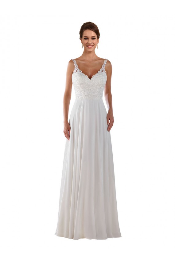 Günstige Elfenbein A-Linien Kapelle-schleppe Chiffon Klassisch Boho Brautkleider