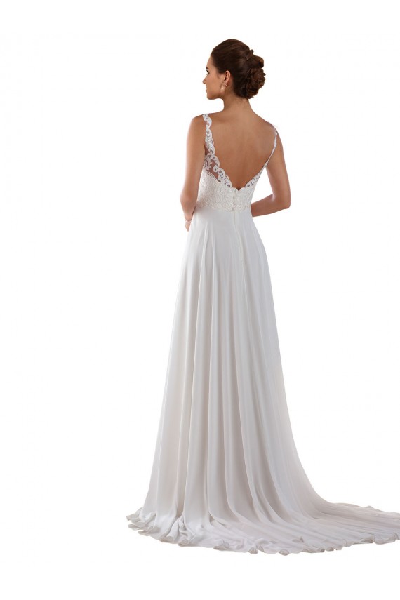 Günstige Elfenbein A-Linien Kapelle-schleppe Chiffon Klassisch Boho Brautkleider
