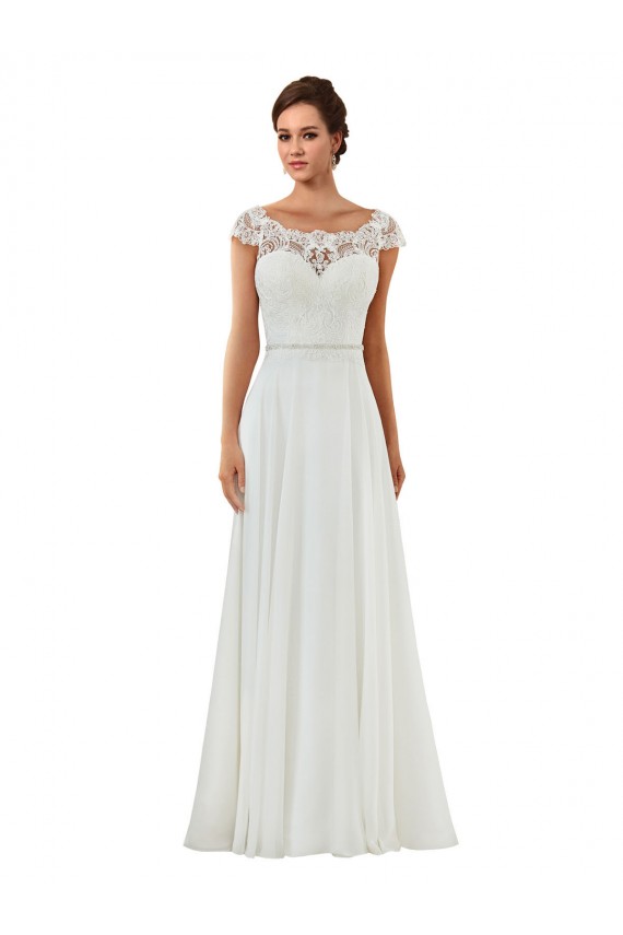 Günstige Elfenbein A-Linien Kapelle-schleppe Chiffon Klassisch Brautkleider