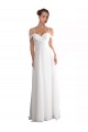 Günstige Elfenbein A-Linien Off-Schulter Sweep Zug Chiffon Strand Brautkleider