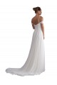 Günstige Elfenbein A-Linien Off-Schulter Sweep Zug Chiffon Strand Brautkleider