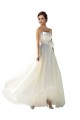 Günstige Elfenbein A-Linien Trägerlos Chiffon Brautkleider