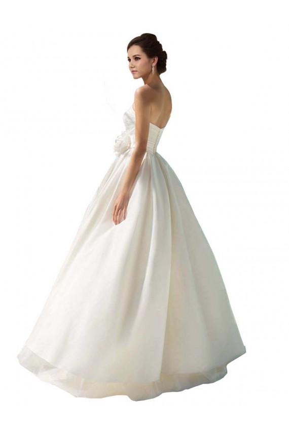 Günstige Elfenbein A-Linien Trägerlos Chiffon Brautkleider