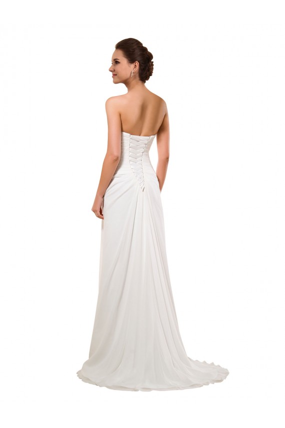 Günstige Elfenbein Etui Kapelle-schleppe Chiffon Brautkleider