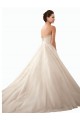 Günstige Elfenbein Prinzessin Kapelle-schleppe Satin Tüll Spitze Brautkleider