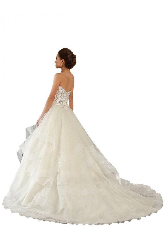 Günstige Elfenbein Prinzessin Kapelle-schleppe Satin Tüll Spitze Brautkleider