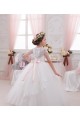 Günstige Elfenbein Prinzessin Tüll Spitze Lange Blumenmädchenkleider