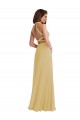 Günstige Gold A-Linien Neckholder Chiffon Lange Brautjungfernkleider