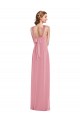 Günstige Hautrosa A-Linien Neckholder Chiffon Lange Brautjungfernkleider