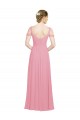 Günstige Hautrosa A-Linien Off-Schulter Chiffon Lange Brautjungfernkleider