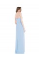 Günstige Helles Himmelblau A-Linien Chiffon Lange Brautjungfernkleider