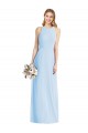 Günstige Helles Himmelblau Trompete Neckholder Chiffon Lange Brautjungfernkleider