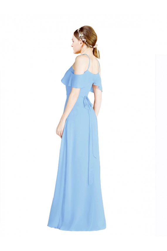 Günstige Immergrün A-Linien Neckholder Chiffon Lange Brautjungfernkleider
