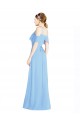 Günstige Immergrün A-Linien Neckholder Chiffon Lange Brautjungfernkleider