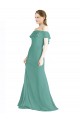 Günstige Isländisches Silber A-Linien Off-Schulter Chiffon Lange Brautjungfernkleider