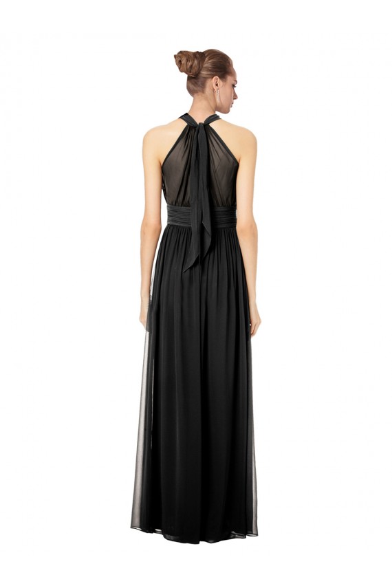 Günstige Jagdgrün A-Linien Neckholder Chiffon Lange Brautjungfernkleider