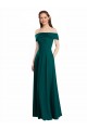 Günstige Jagdgrün A-Linien Off-Schulter Chiffon Lange Brautjungfernkleider