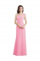 Günstige Kaum Rosa A-Linien Eine-Schulter Chiffon Lange Brautjungfernkleider