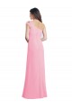 Günstige Kaum Rosa A-Linien Eine-Schulter Chiffon Lange Brautjungfernkleider