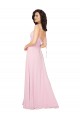 Günstige Kaum Rosa A-Linien V-Ausschnitt Chiffon Lange Brautjungfernkleider