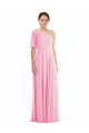 Günstige Kaum Rosa Trompete Eine-Schulter Chiffon Lange Brautjungfernkleider